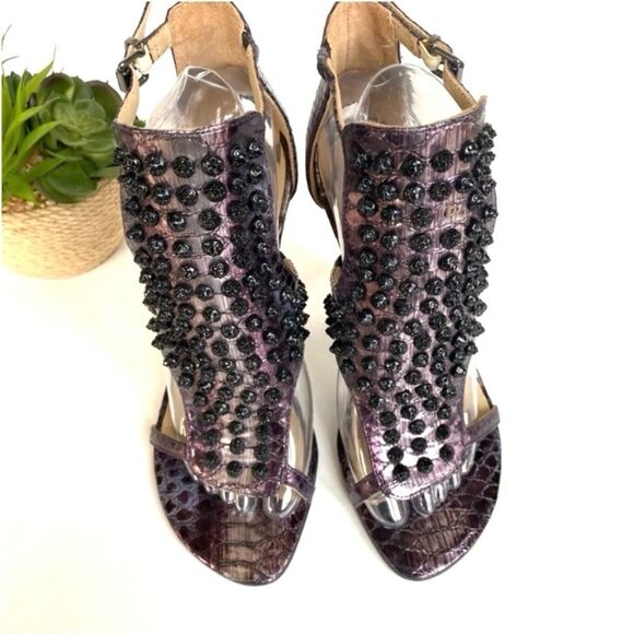 Kenneth Cole Sweet Greet Studded Heels Plum 7.5 - Picture 6 of 14